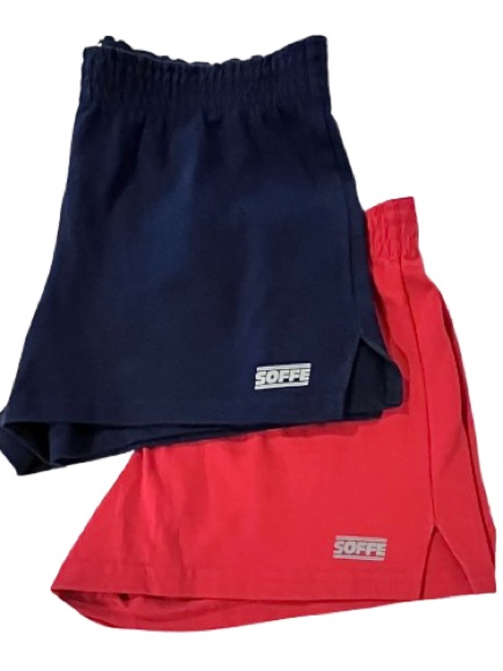 Soffe Shorts- Set of 2 Juniors Low Rise Authentic Activewear Short. Navy & Red.